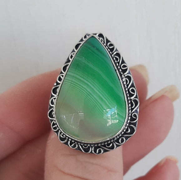 New Botswana Agate Antique Design Silver Ring. - Picture 7 of 8